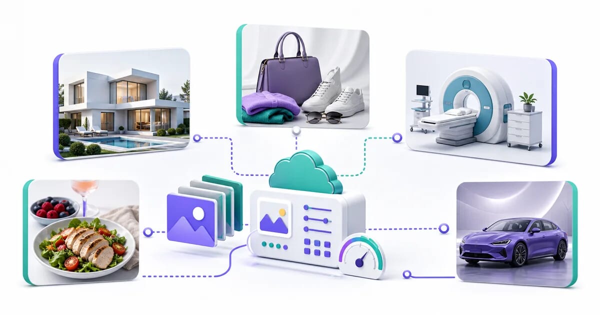 Image workflows for real estate, food, fashion, healthcare, and automotive industries